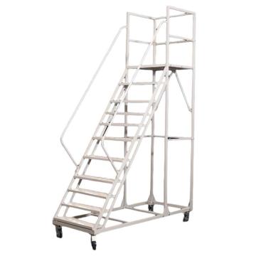 谦格 铁制组装式仓库可移动登高梯登高车平台梯子，QDC2500白，带轮 平台高2.5米10步0.8米宽 售卖规格：1个