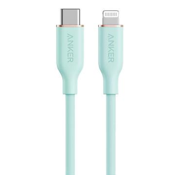 安克/Anker MFi认证苹果数据线，A8663 快充20W/30W充电器USB-C转Lightning 薄荷绿 1.8m 售卖规格：1条