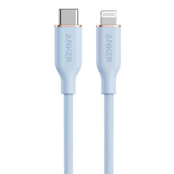 安克/Anker MFi认证苹果数据线，A8663 雾霾蓝 快充20W/30W充电器USB-C转Lightning 1.8m 售卖规格：1条