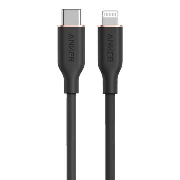 安克/Anker MFi认证苹果数据线，A8663 暗夜黑 快充20W/30W充电器USB-C转Lightning 1.8m 售卖规格：1条