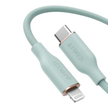 安克/Anker MFi认证苹果数据线，A8662 快充20W/30W充电器USB-C转Lightning 薄荷绿 0.9m 售卖规格：1条