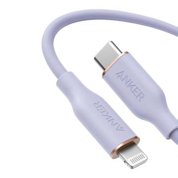安克/Anker MFi认证苹果数据线，A8662 丁香紫 快充20W/30W充电器USB-C转Lightning 0.9m 售卖规格：1条
