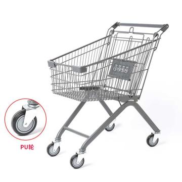 海斯迪克 超市购物车，60L 灰色（PU轮）HKCL-205 商场手推车儿童可坐加厚理货车 售卖规格：1个