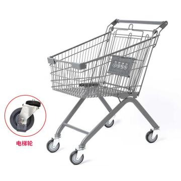 海斯迪克 超市购物车，100L 灰色（电梯轮）HKCL-228 商场手推车儿童可坐加厚理货车 售卖规格：1个