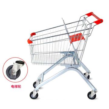 海斯迪克 超市购物车，60L 银白（电梯轮）HKCL-228 商场手推车儿童可坐加厚理货车 售卖规格：1个