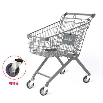 海斯迪克 超市购物车，80L 灰色（电梯轮）HKCL-228 商场手推车儿童可坐加厚理货车 售卖规格：1个