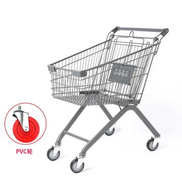 海斯迪克 超市购物车，60L 灰色（PVC轮）HKCL-228 商场手推车儿童可坐加厚理货车 售卖规格：1个