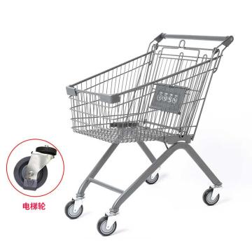 海斯迪克 超市购物车，60L 灰色（电梯轮）HKCL-228 商场手推车儿童可坐加厚理货车 售卖规格：1个