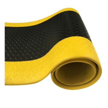 力九和 经济型铁板纹抗疲劳地垫，黑色+黄边，0.6m*2m*12mm(宽x长x厚） 单位：片