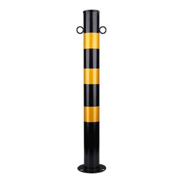 安赛瑞 钢管交通警示柱，道路警示路桩，75CM，黑黄色带环，310361 售卖规格：1个