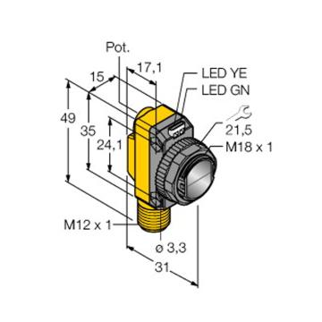 图尔克/TURCK 偏振反射板式光电传感器，LOP3.5m-BT18-VP6X2 售卖规格：1个