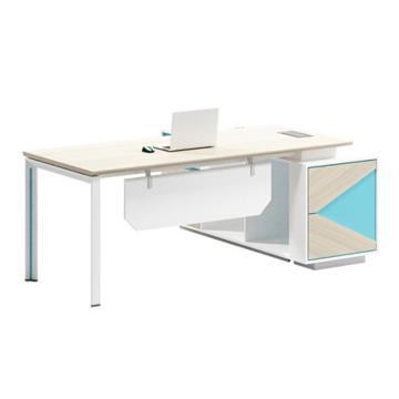 企诺 办公经理桌主管桌电脑桌，QN2aYG-BG-0116 1600*1400*750mm 金橡+暖白+灰蓝 售卖规格：1张