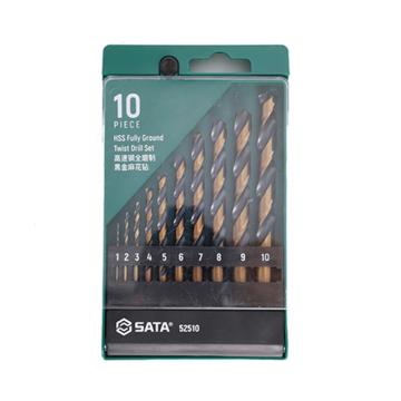 世达 10件套高速钢全磨制黑金麻花钻，52510 1-10MM 售卖规格：10个/套
