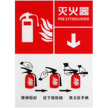 安赛瑞 灭火器标识牌，亚克力消防栓器材指示牌，灭火使用方法，红白底，1H01706 售卖规格：1片