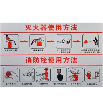 安赛瑞 灭火器标识牌，亚克力消防栓器材指示牌，灭火器使用方法，银底，1H01708 售卖规格：1片