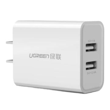 绿联/UGREEN USB双口充电器，CD104 20328 5V 1A/2.4A 电源适配器 售卖规格：1个