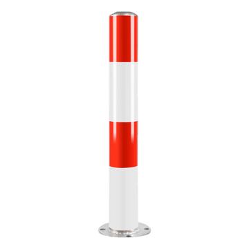 安赛瑞 钢管警示柱，反光固定立柱防撞柱，道路隔离交通路障警戒桩，76x600mm，红白款，1D00114 售卖规格：1个