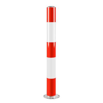 安赛瑞 钢管警示柱，反光固定立柱防撞柱，交通路障警戒桩，76x750mm，红白加厚款，1D00120 售卖规格：1个