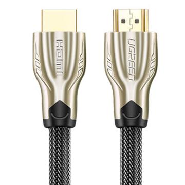 绿联/UGREEN HDMI线连接线，HD102(圆线 0.5米) 豪华金属接头 高密度尼龙编网防磨损 1.4版 售卖规格：1条
