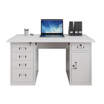 海艾珈 钢制办公桌，职员电脑桌财务员工桌带抽屉书桌，五斗一空+键盘拖1.6米