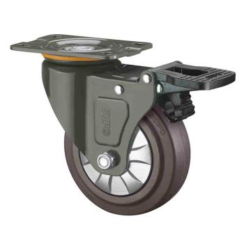向荣动力 橡胶(ER)单轴承平底刹制脚轮，J03S-01D-50-521 脚轮中型2寸40kg 售卖规格：1个