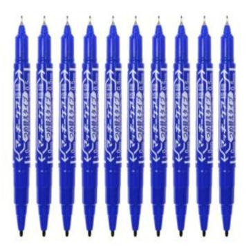斑马/ZEBRA 速干油性小双头记号笔，YYTS5蓝色 细头1.0-1.3mm 极细头0.5mm(10支/盒) 售卖规格：1盒