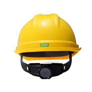 梅思安MSA V-Gard ABS豪华型安全帽，10172477，黄 超爱戴帽衬 D型下颏带