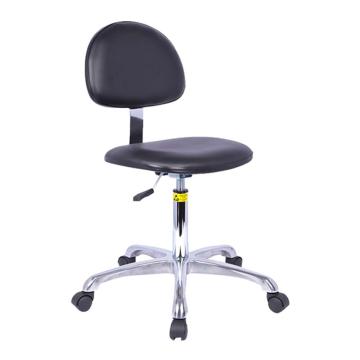 功成狮 防静电皮革升降工作椅，GSPC1009 可调节高度440-640mm，皮革坐垫，铝合金五星脚滑轮款，黑色 售卖规格：1个