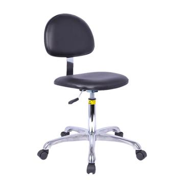 功成狮 防静电皮革升降工作椅，GSPC1007 可调节高度360-500mm，皮革坐垫，铝合金五星脚滑轮款，黑色 售卖规格：1个