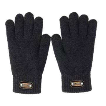 屹添 冬季防寒保暖触屏针织手套，BLACK001 ，黑色，均码 售卖规格：1双