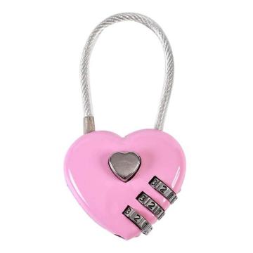 炬芯 爱心密码锁，型号：ZAX4038 锁体宽度40mm 粉红色 钢丝绳长度13cm 售卖规格：1个