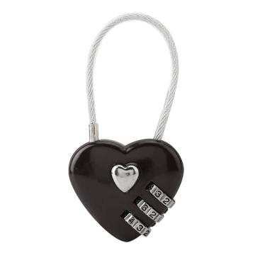 炬芯 爱心密码锁，型号：ZAX4035 锁体宽度40mm 黑色 钢丝绳长度13cm 售卖规格：1个