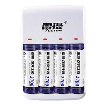 雷摄/LEISE 充电电池5号五号4节套装，LS-805充电器套装 (配4节5号2700毫安充电电池+4槽充电器）适用:麦克风/玩具#805 售卖规格：1套