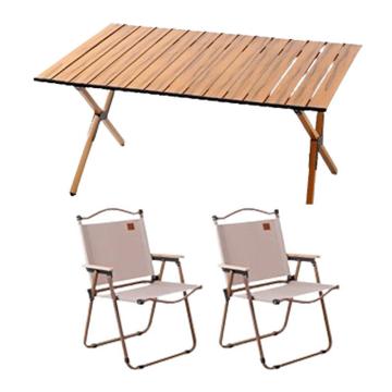 三极户外 户外露营便携桌椅，TP8872 一桌两椅木纹大号椅子卡其色 售卖规格：1套