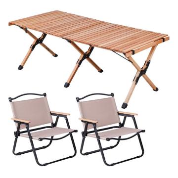 三极户外 户外露营便携桌椅，TP8872 一桌两椅黑钢管中号椅子卡其色 售卖规格：1套