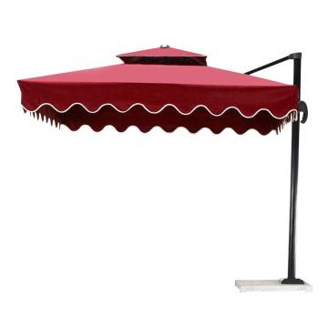 三极户外 庭院花园伞，TP7037 2.5m酒红色 方形双顶波浪边 售卖规格：1套