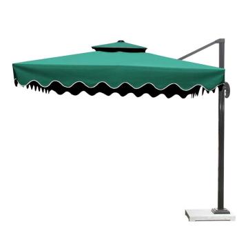 三极户外 庭院花园伞，TP7037 2.5m墨绿色 方形双顶波浪边 售卖规格：1套