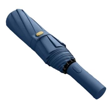 三极户外 全自动十骨双层三折黑胶遮阳伞，TP7036 黑胶雾霾蓝 售卖规格：1把