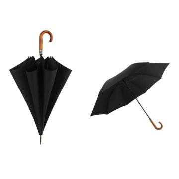 三极户外 商务长柄直杆复古实木手柄雨伞，TP7065 曜石黑 售卖规格：1把