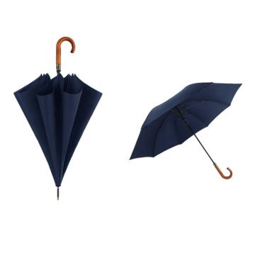 三极户外 商务长柄直杆复古实木手柄雨伞，TP7065 藏青色 售卖规格：1把