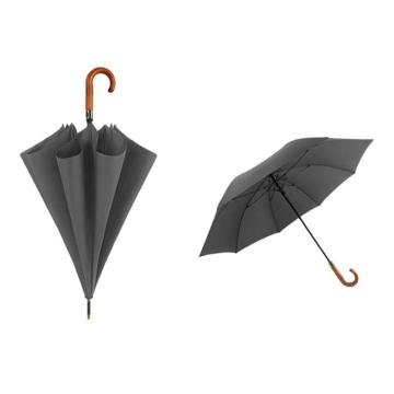 三极户外 商务长柄直杆复古实木手柄雨伞，TP7065 典雅灰 售卖规格：1把