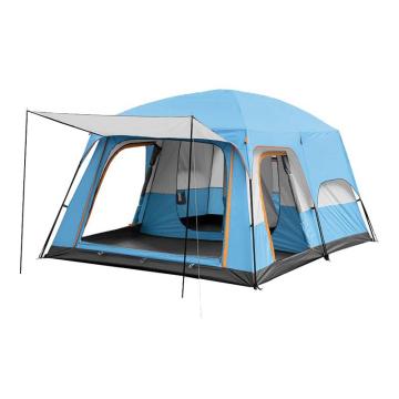 三极户外 两室一厅家庭露营搭建纱网双层大帐篷，TP2640 天蓝色4-6人 售卖规格：1顶