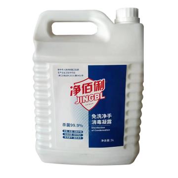 净佰俐 免洗洗手液，5kg 75%酒精凝胶，杀灭99%细菌，有效期≥24个月 售卖规格：1桶