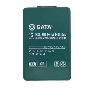 世达 13件高速钢全磨制镀钛麻花钻组套，52913 1.5-6.5MM 售卖规格：13个/套