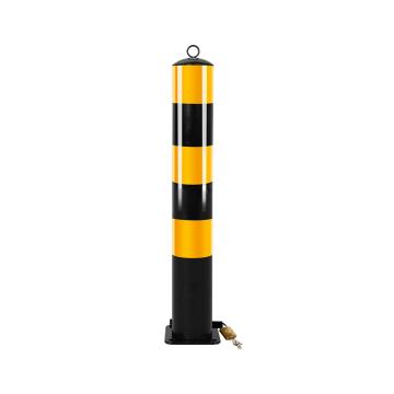布朗森/BRONSON 钢管警示柱，顶环活动立柱，高750mm，管径114mm，底座宽165mm，壁厚2.0mm，冲压插销，黑黄，A9173 售卖规格：1个