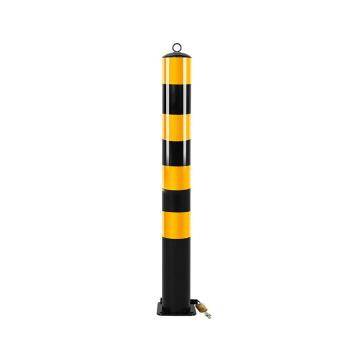 布朗森/BRONSON 钢管警示柱，顶环活动立柱，高1000mm，管径114mm，底座宽150mm，壁厚2.0mm，冲压插销，黑黄，A9174 售卖规格：1个
