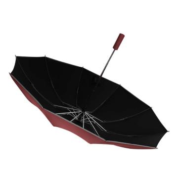 三极户外 10骨全自动反向伞，TP7399 黑胶布+反光条酒红色 售卖规格：1把