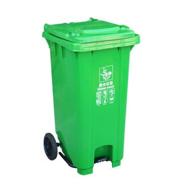 英达斯贝克 加厚款干湿分类带盖垃圾筒带轮脚踏户外垃圾桶，100L脚踏-绿 550*470*850mm 售卖规格：1个