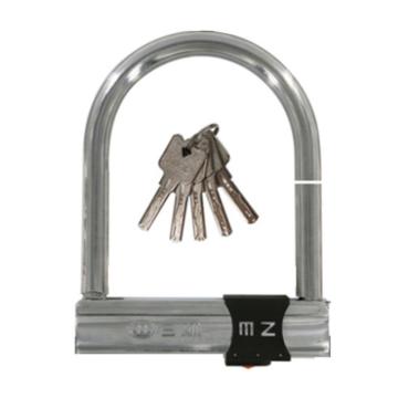 三环 U型锁，609 锁体总高205mm，锁体宽度158mm，锁梁直径16.5mm，不锈钢本色，含双面叶片钥匙×5 售卖规格：1个