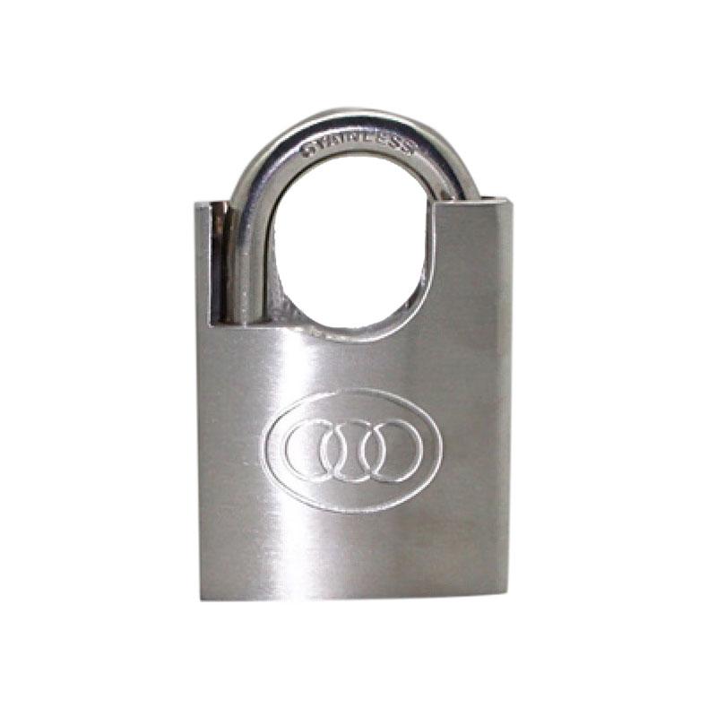 三环 不锈钢弧形半包挂锁，SSF40 本色，不通开，锁体宽度40mm，锁钩净高20mm，锁钩直径6mm 售卖规格：1个
